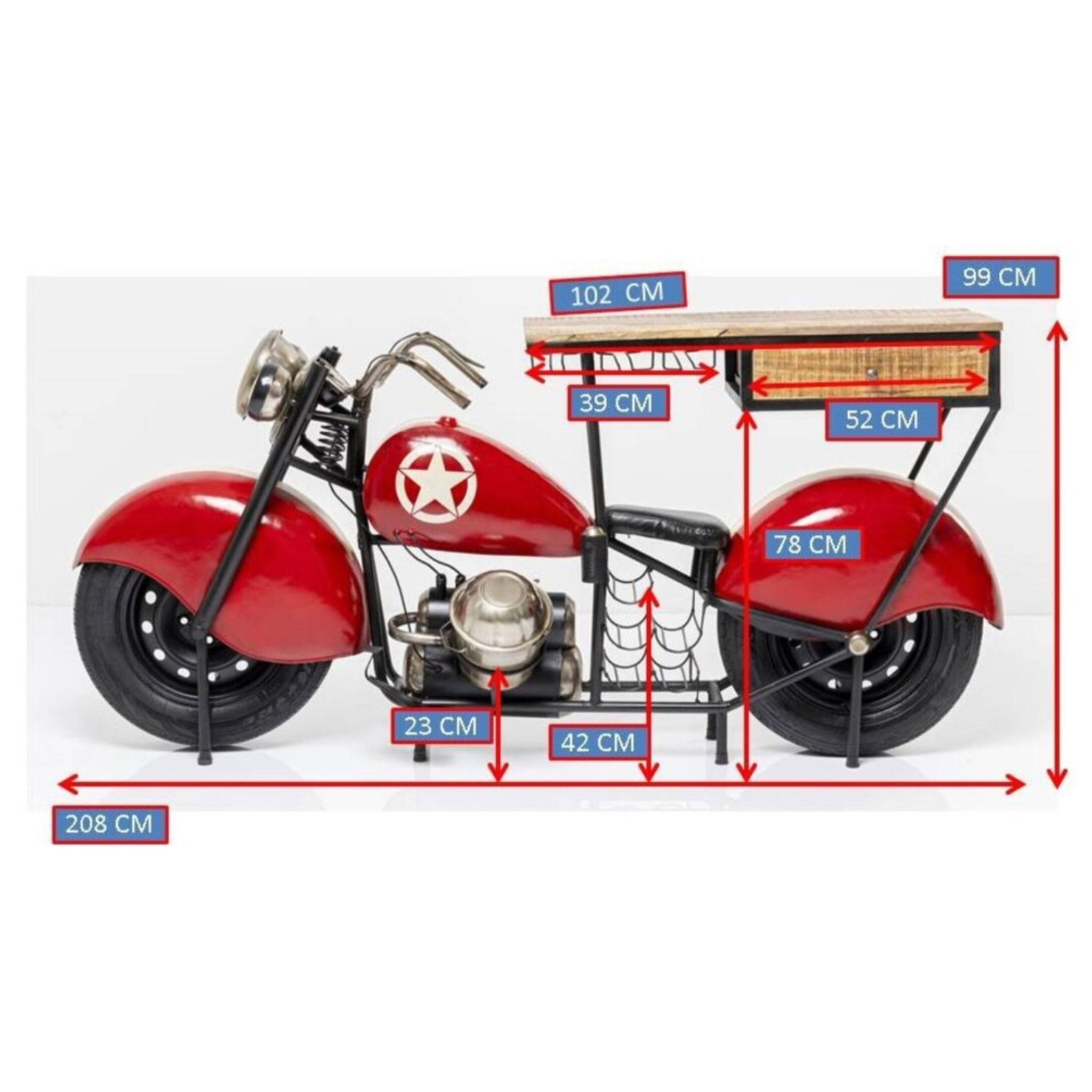 Table de bar moto rouge Kare Design