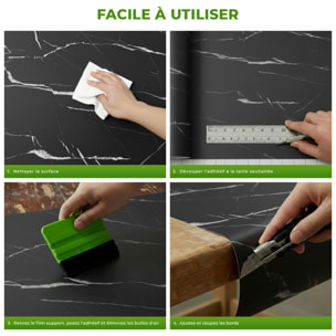 Rouleau adhésif marbre noir et blanc au mètre - Autocollants Revêtement Adhésif Cuisine Meubles Salle de bain