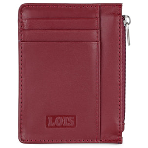 Tarjetero Monedero Lois Cloud De Piel Genuina Rojo