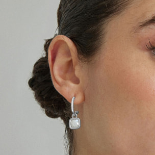Pendientes de Cristal Blanco acabados en rodio