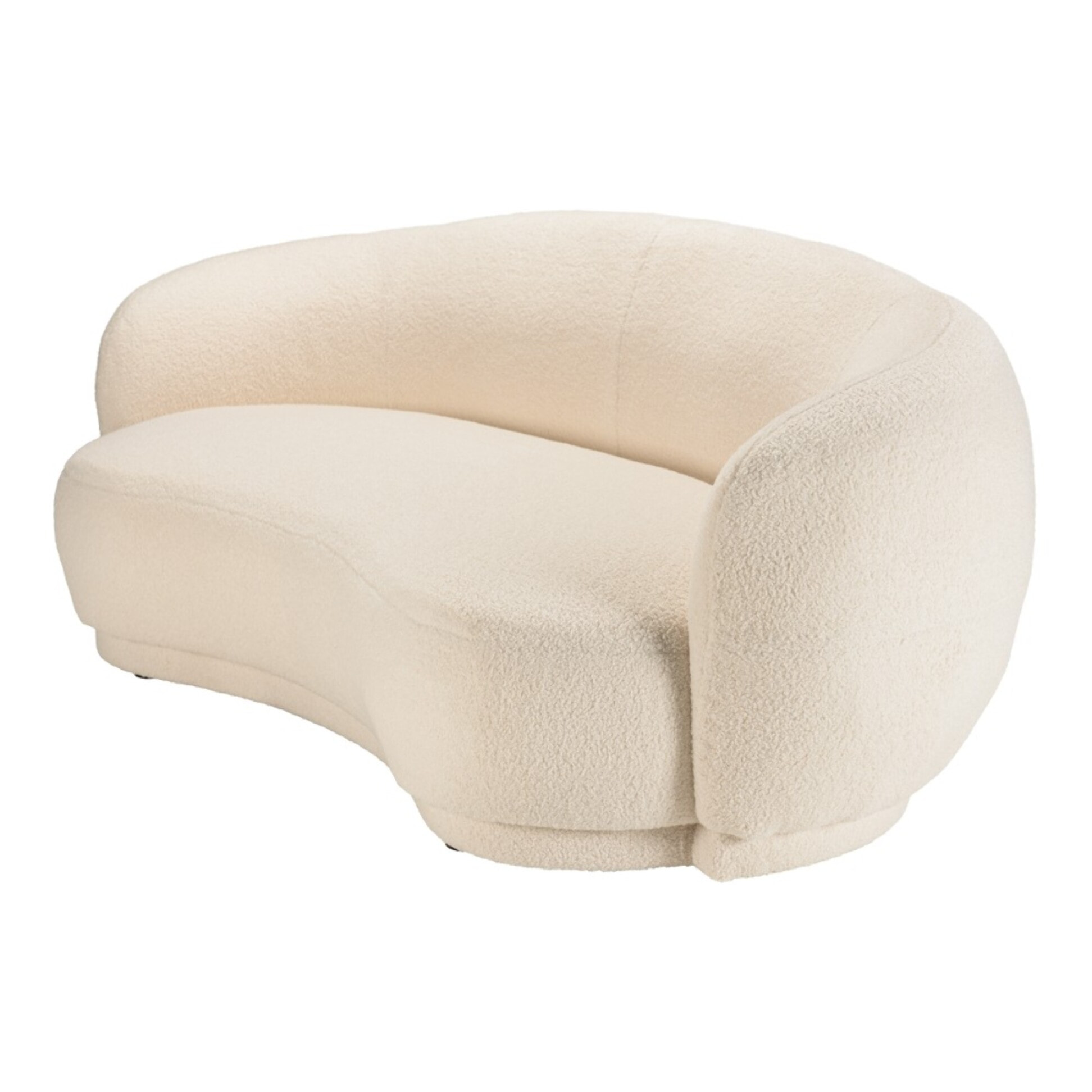 LEOPOLD - Canapé haricot 3 places en tissu bouclette écru