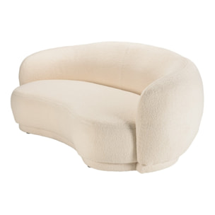 LEOPOLD - Canapé haricot 3 places en tissu bouclette écru