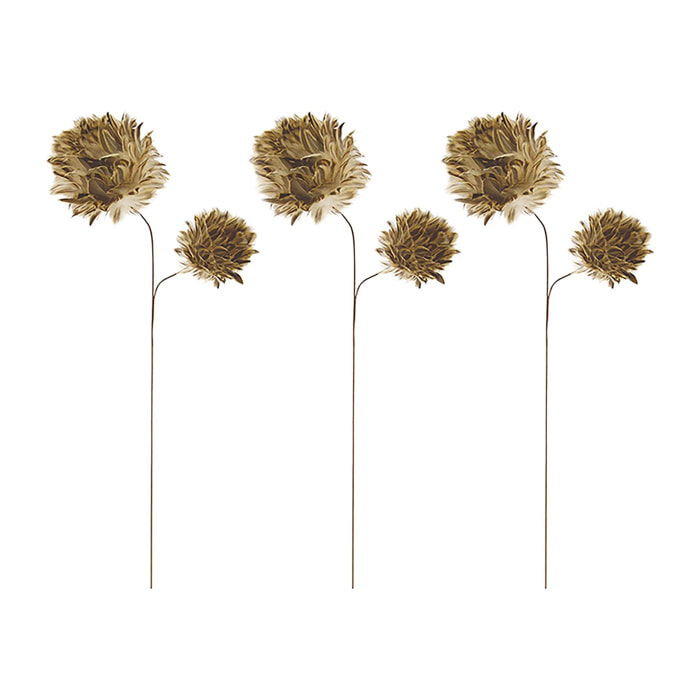 SET 3FLEURS EN PLUMES DE CANARD COLORIS NATUREL H70CM FAGIANO