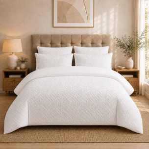 Parure housse de couette 100% microfibre jacquard motif chevrons blanc - EDA