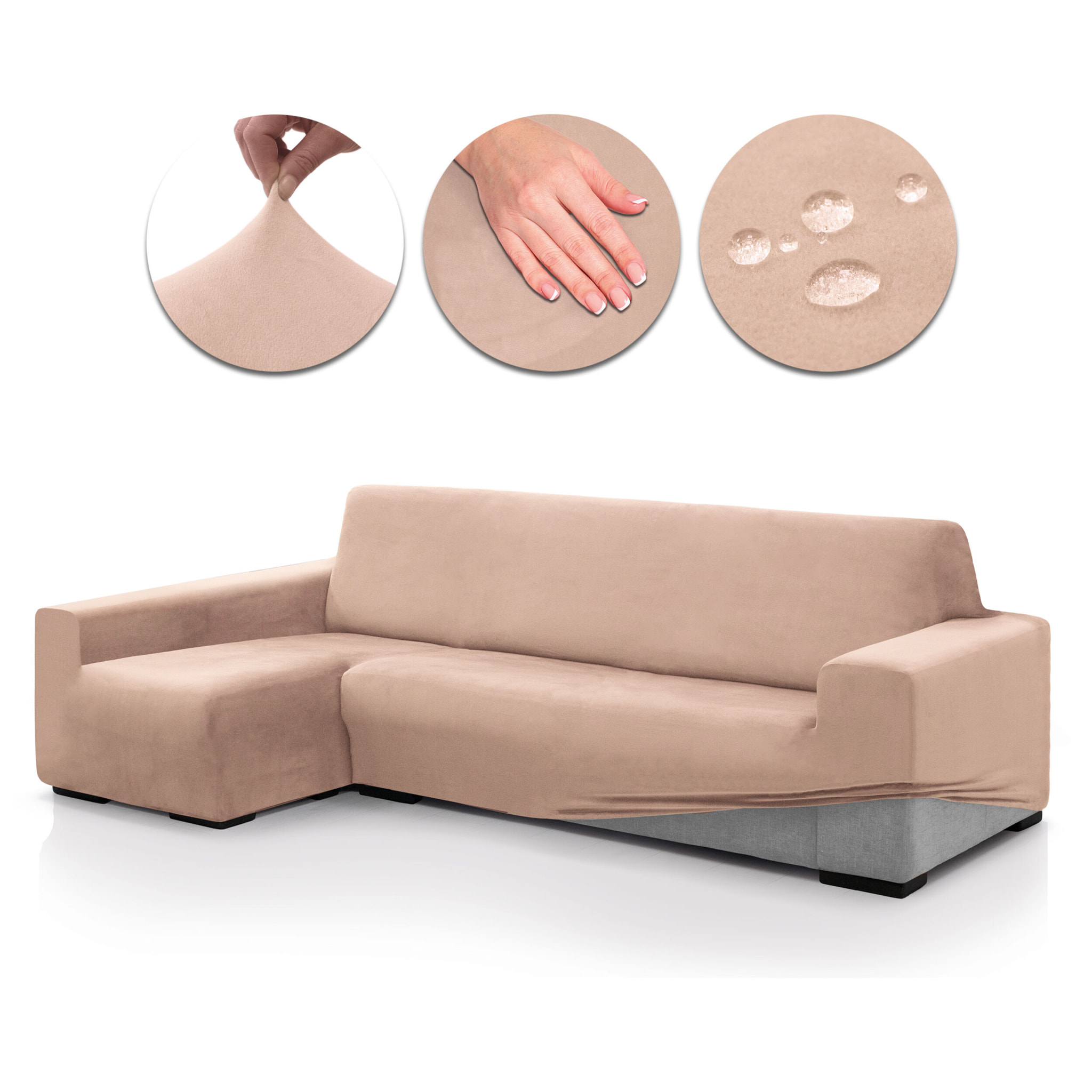 Funda TERCIOPELO ANTI MANCHAS Multi elástica para CHAISE LONGUE modelo VERONICA