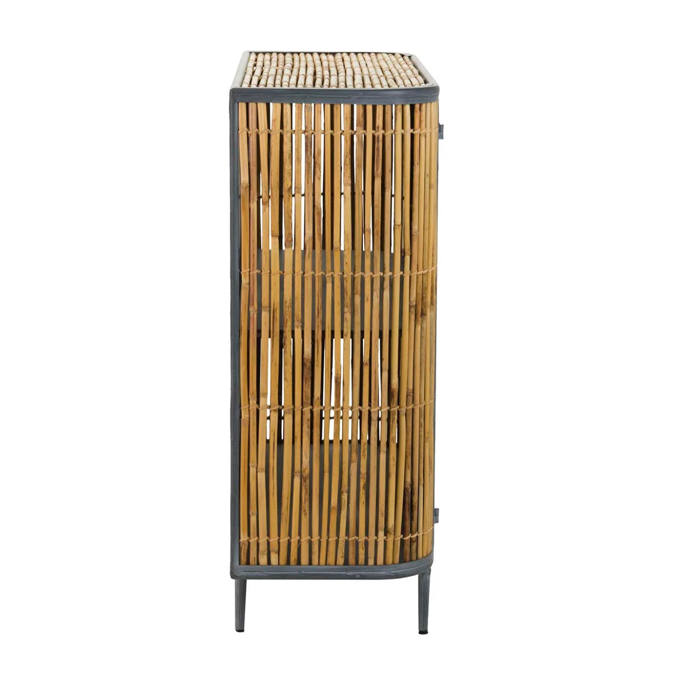 Aparador Metal Bambu Azul Marron 100x34x91 Cm