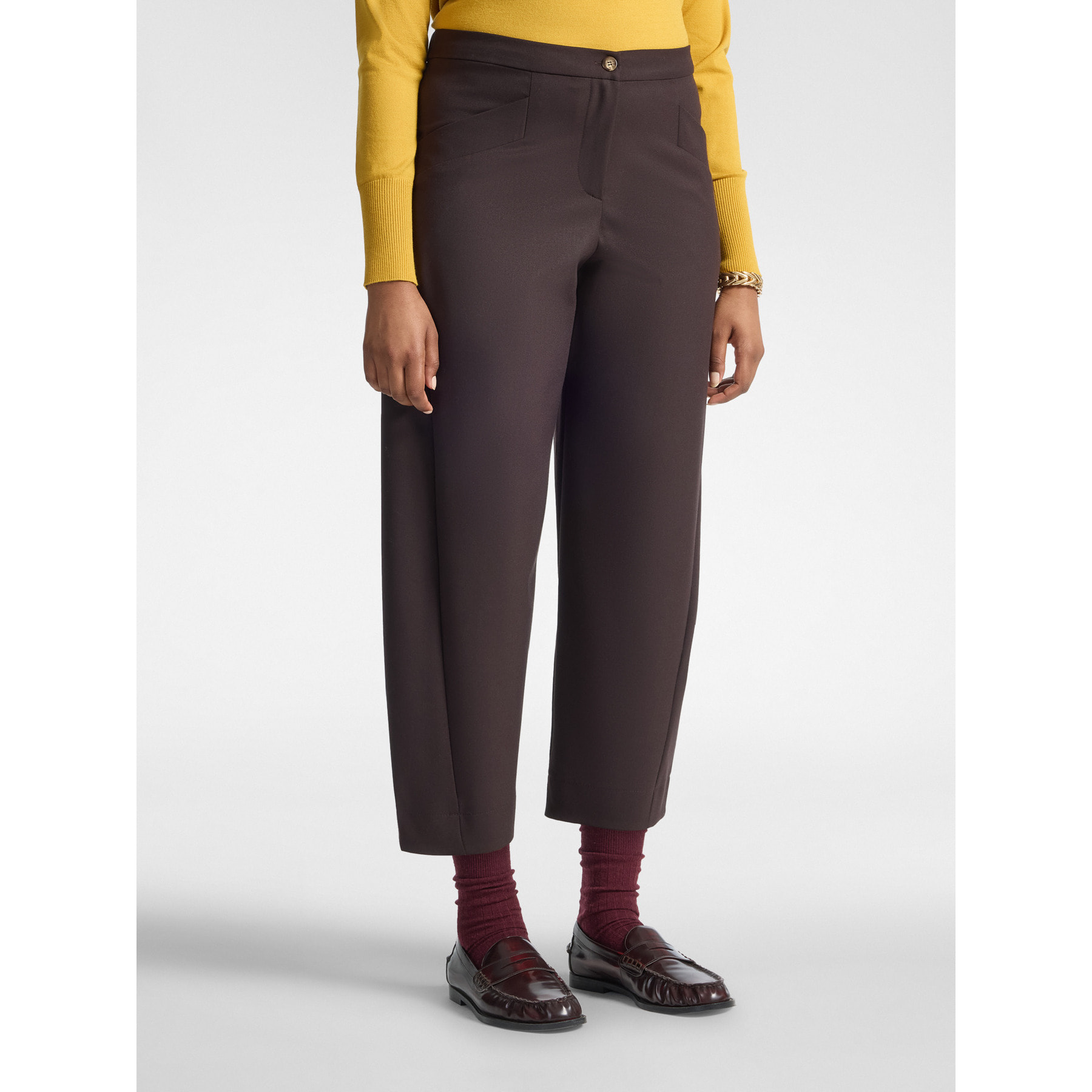 Elena Mirò - Pantaloni cropped in flanella - Marrone