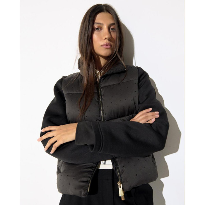 Anorak in raso tempestato di strass