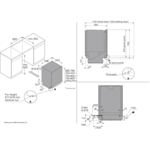Lave vaisselle encastrable ASKO DSD544B écran tactile et bras de lavage inox
