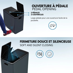 Poubelle pédale tri sélectif MAJOR gris 60L