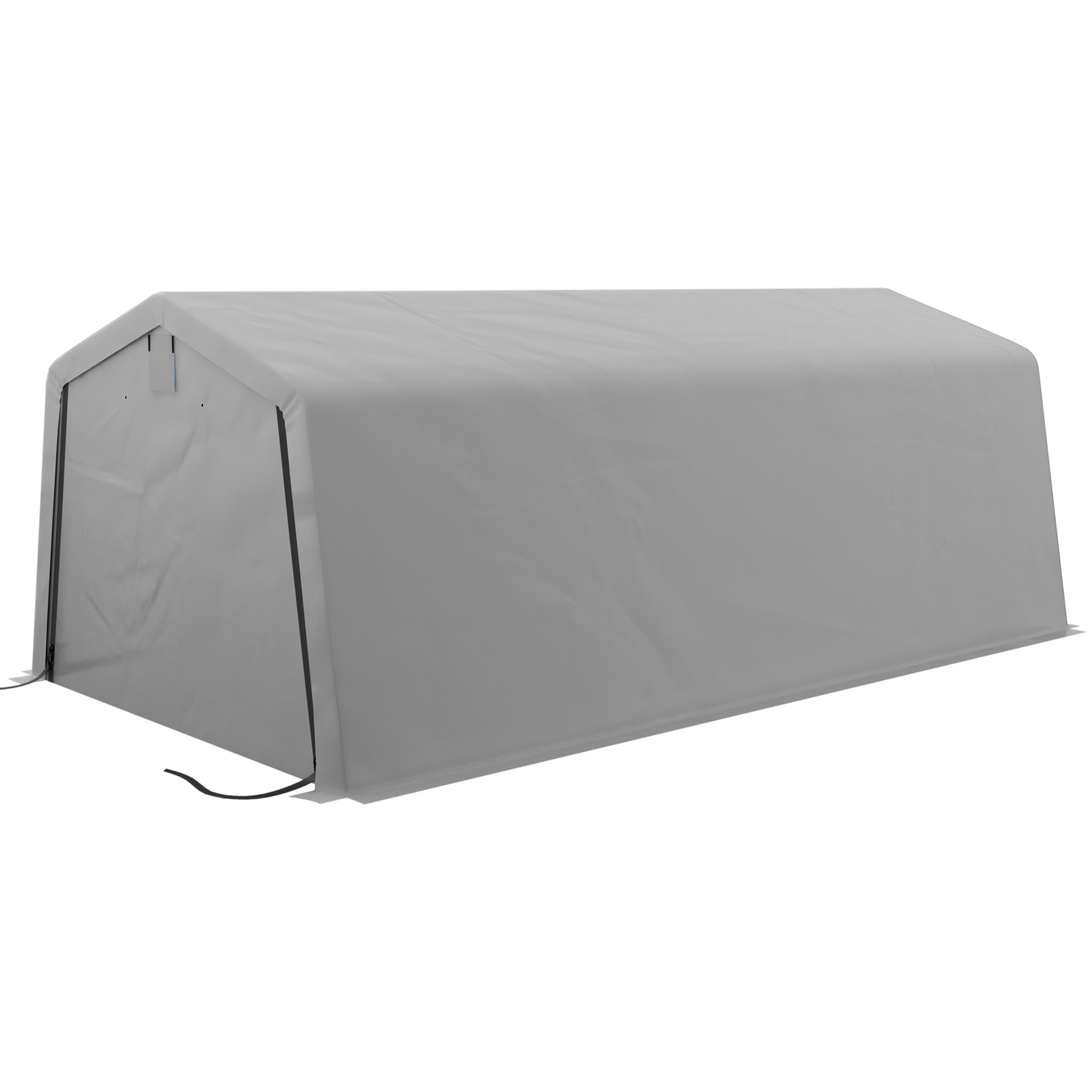 Tente garage carport dim 6L x 3,3l x 2,4H m acier galvanisé robuste PE haute densité 150 g/m² imperméable anti-UV gris