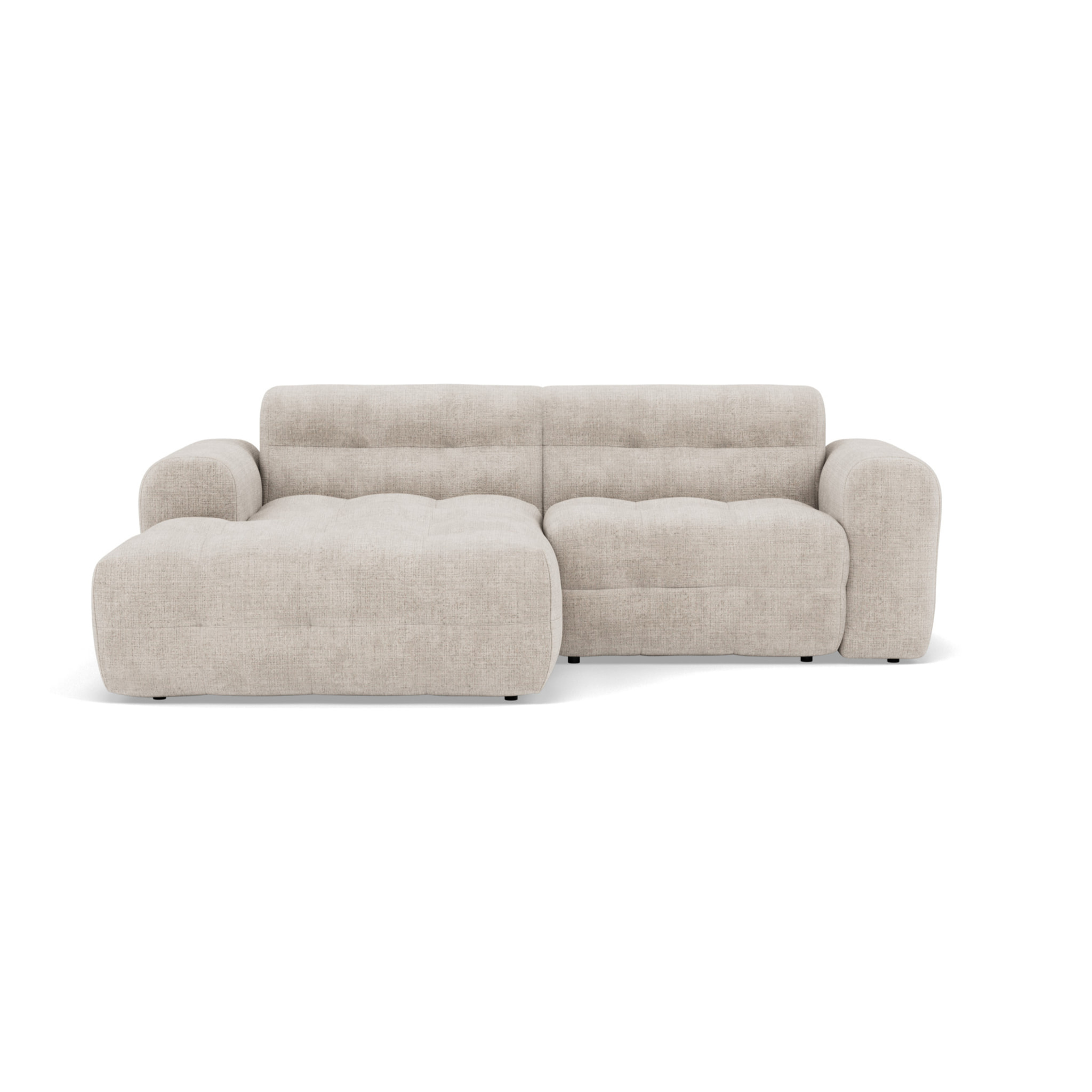 Diane - Canapé d'angle gauche 4 places en velours texturé - Beige