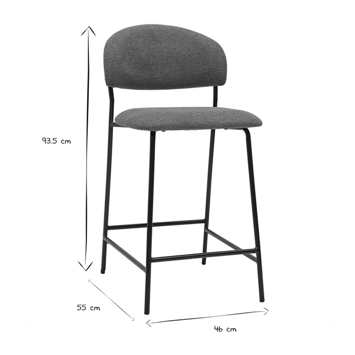 Tabourets de bar en tissu effet velours texturé terre brûlée H64 cm (lot de 2) BENTA