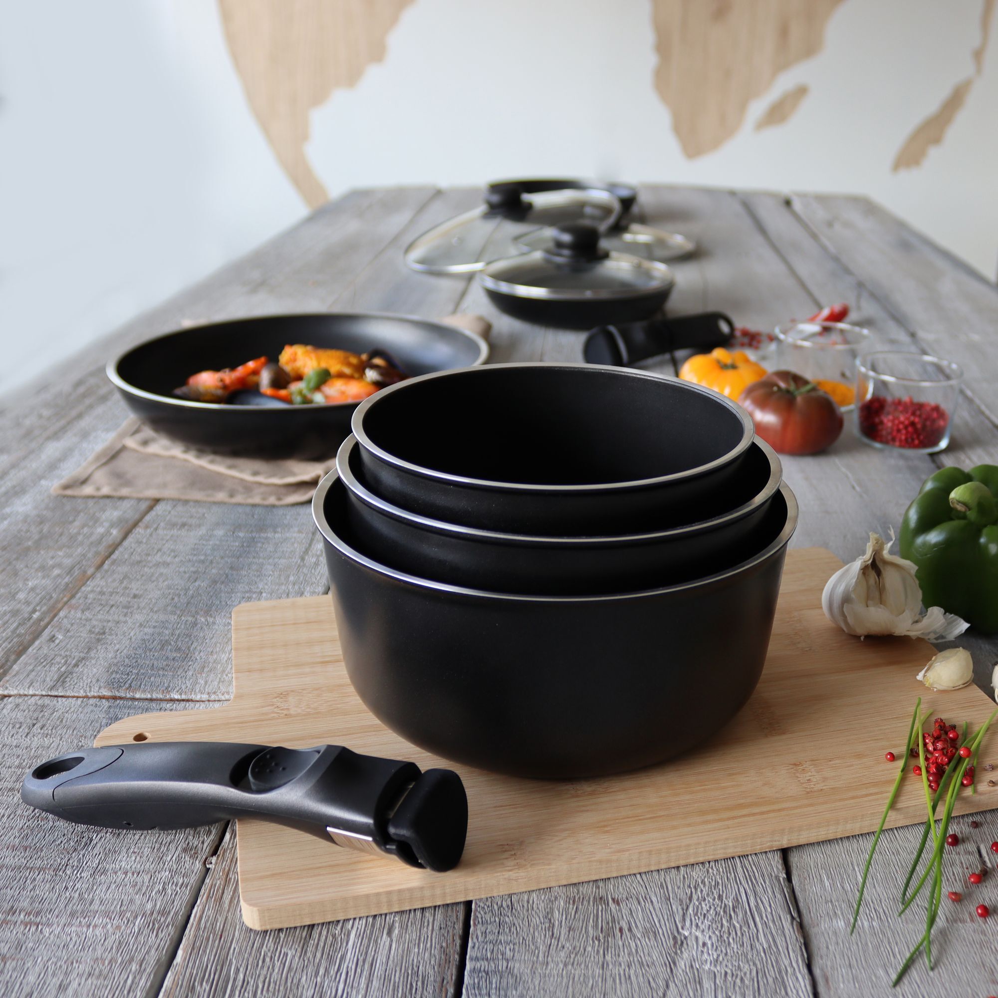 Batterie de cuisine 4 pièces en aluminium - tous feux MARIE