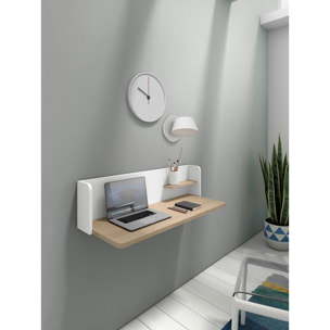Escritorio pared Valencia roble claro y blanco 25x90x35 cm