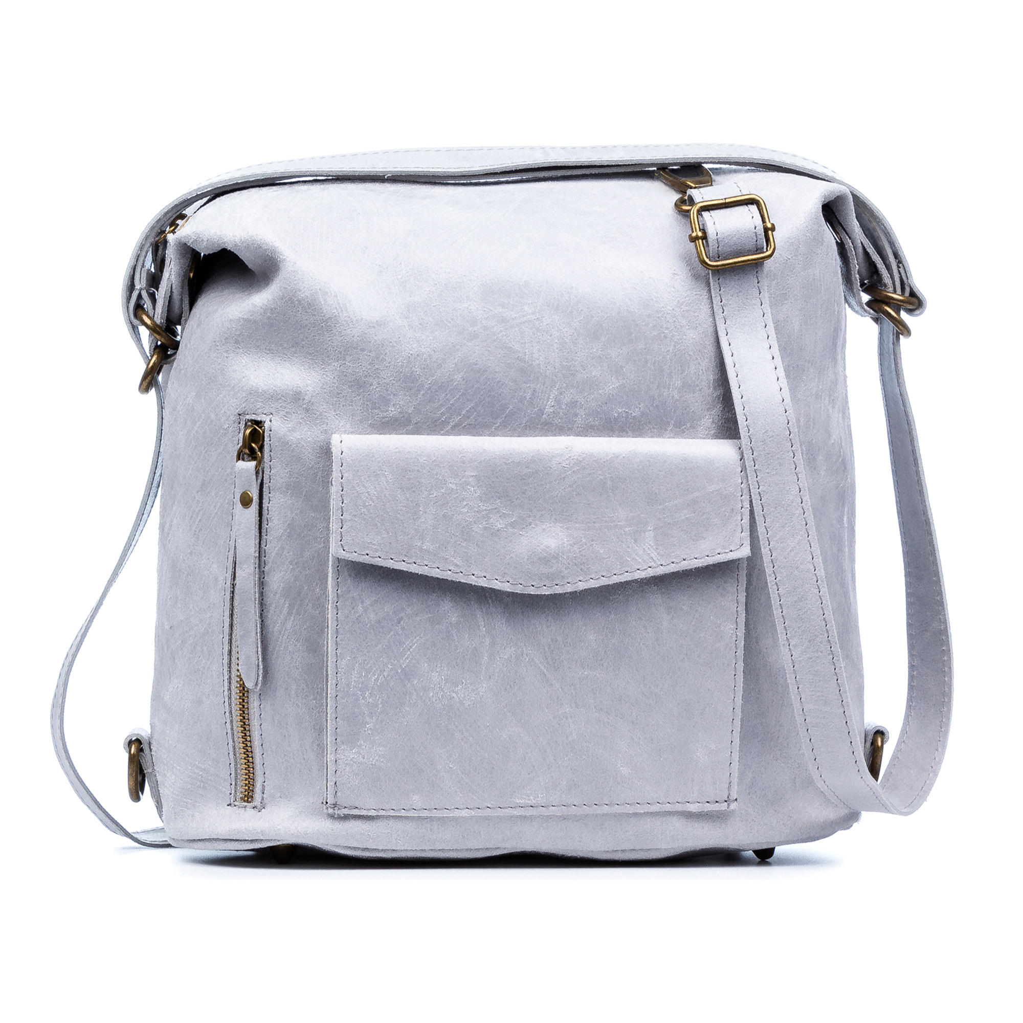 FIRENZE ARTEGIANI Borsa a Spalla da Donna Irene. Vera Pelle Scamosciata Stone Washed Made in Italy 31x13x32 Cm. Colore: grigio chiaro
