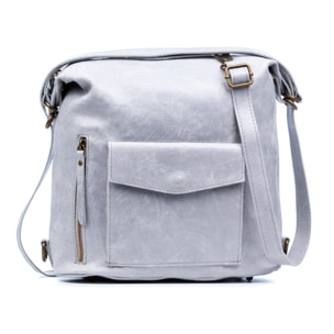 FIRENZE ARTEGIANI Borsa a Spalla da Donna Irene. Vera Pelle Scamosciata Stone Washed Made in Italy 31x13x32 Cm. Colore: grigio chiaro