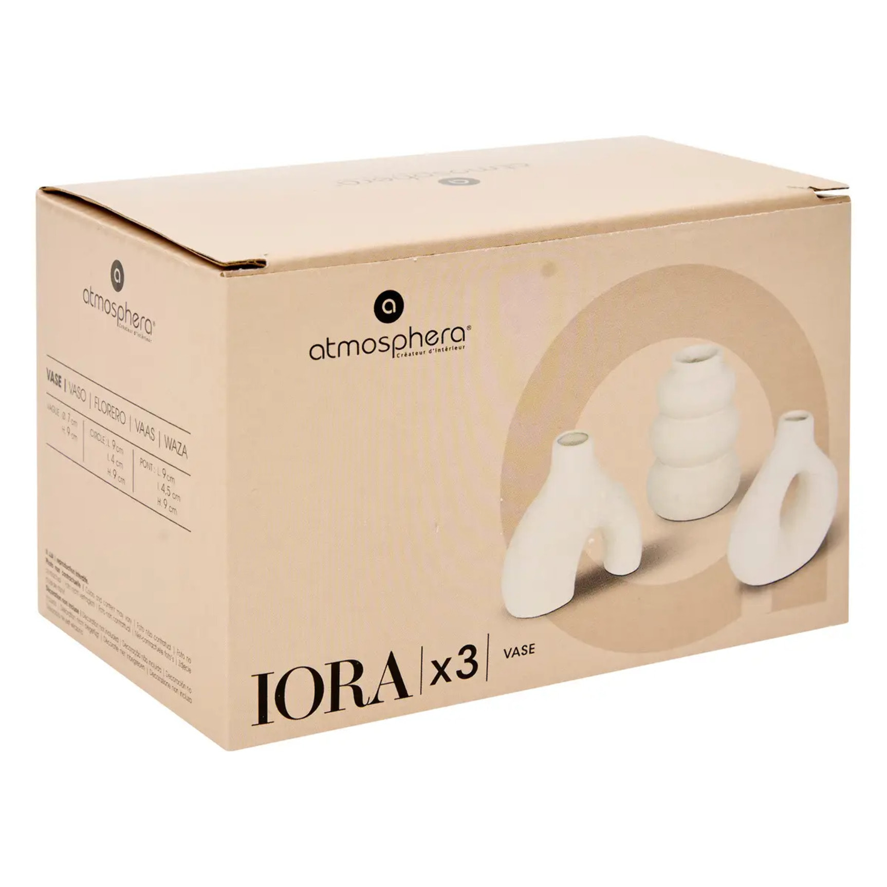 Lot de 3 soliflores "Iora" céramique blanc H9cm