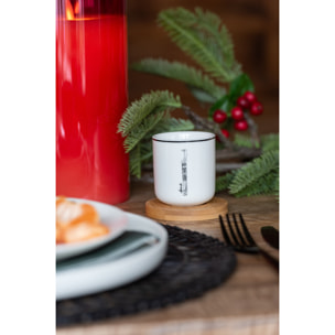 J-Line tasse à café + sous-tasse Bambou Boite Cadeau - céramique Noir/Blanc - boite de 4
