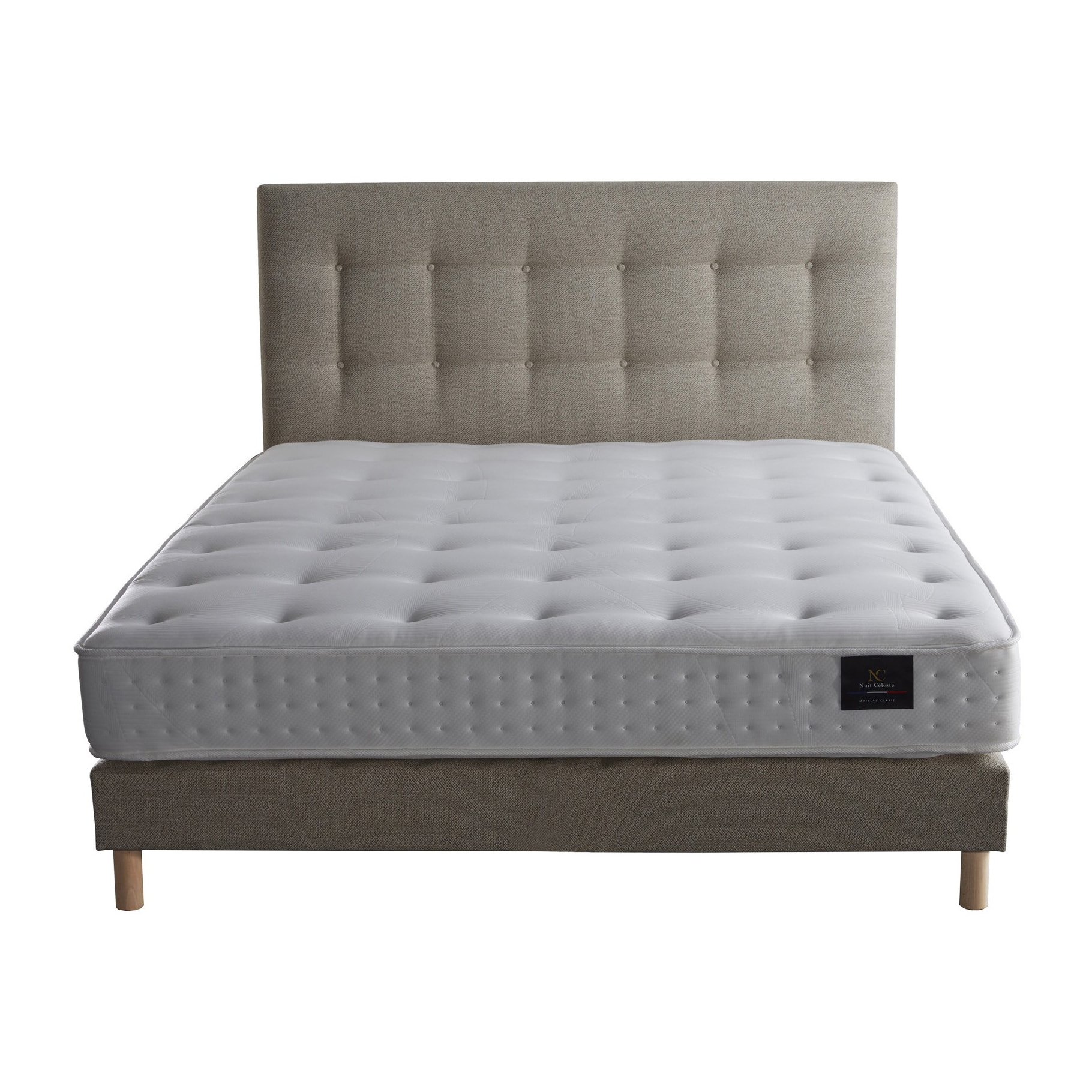 Ensemble Reflet + tête de lit capitonnée - Matelas ressorts ensachés éco conçu