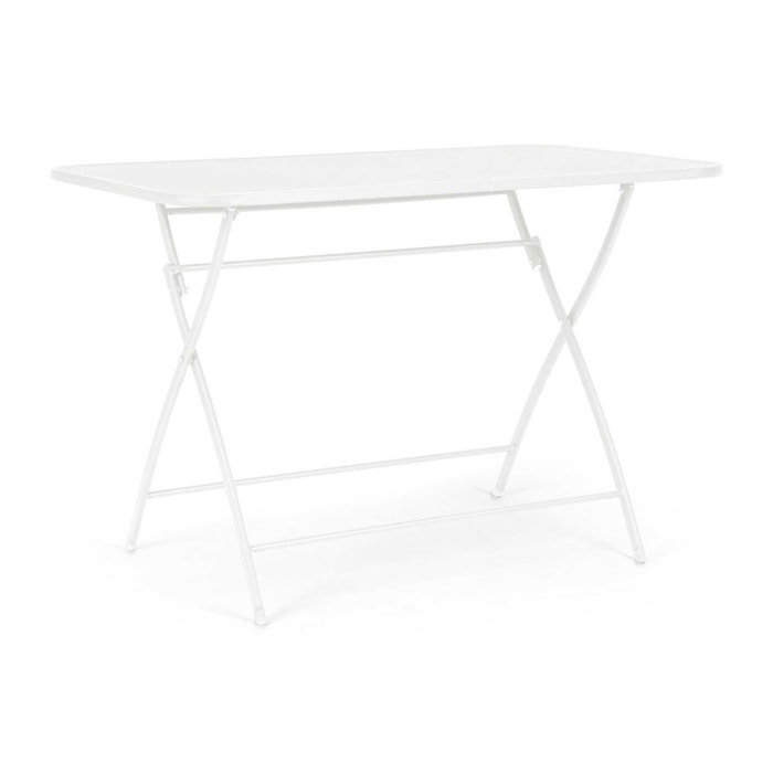 Tavolo rettangolare YVONNE in acciaio bianco, pieghevole, 110×70×72 cm