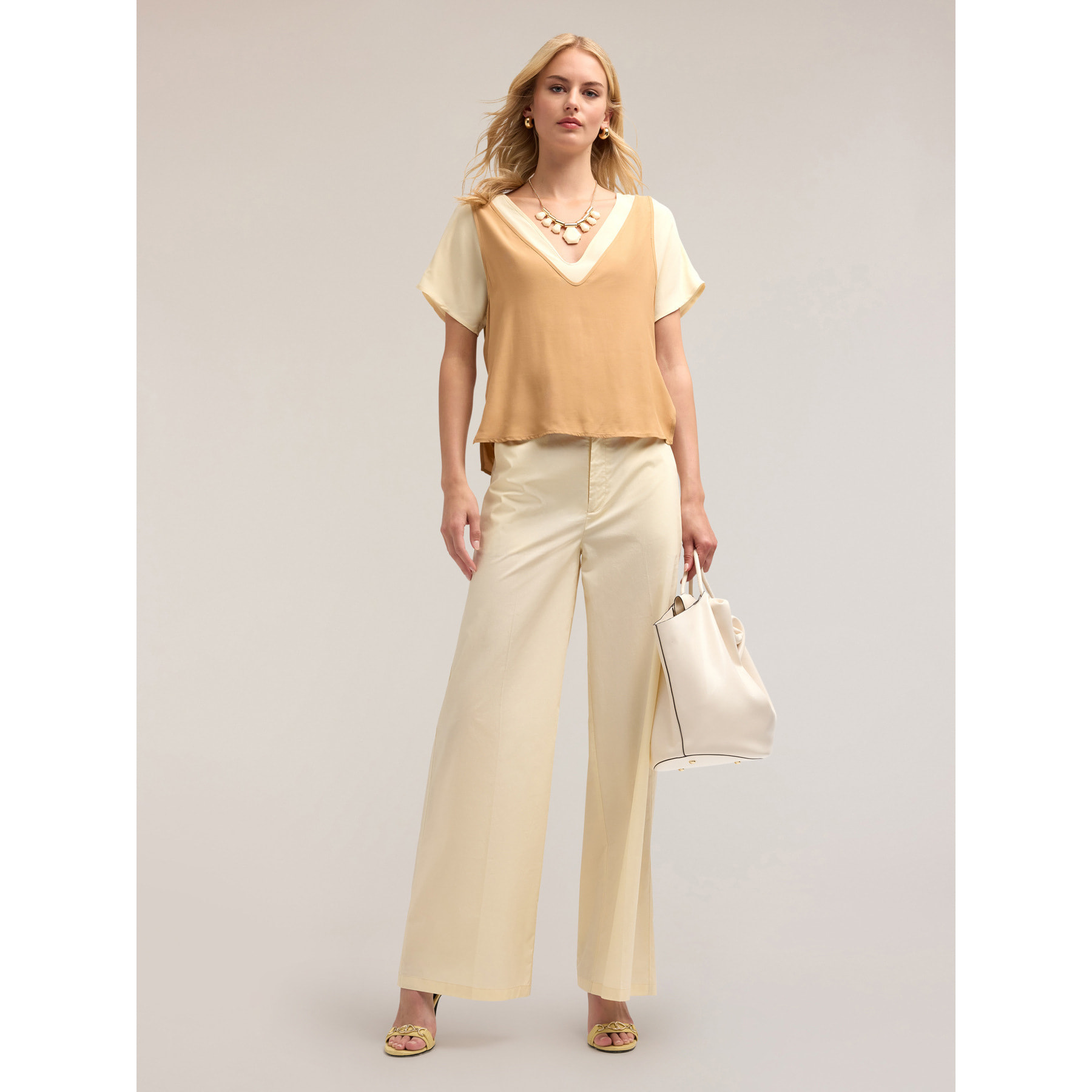 Motivi - Blusa doppia in viscosa - Beige