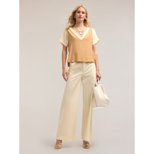 Motivi - Blusa doppia in viscosa - Beige