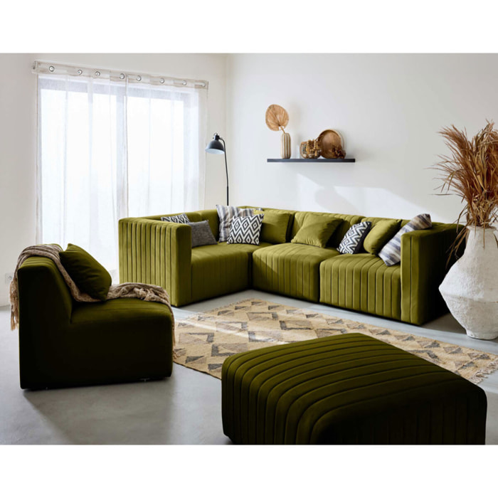 Nova - module d'assise sans accoudoirs - en velours - Vert Olive