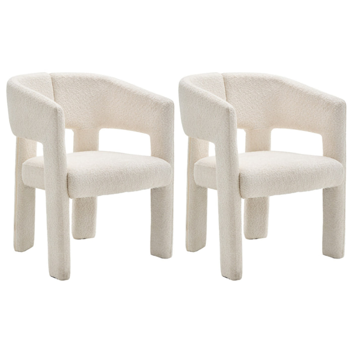 Gaspard - lot de 2 fauteuils en tissu bouclette - Beige