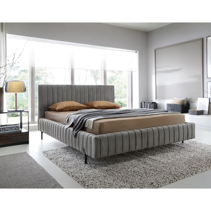 Flavio - lit coffre - 180x200 cm - sommier inclus - en simili - Gris