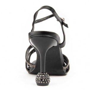 Sandalia De Tacón - Negro - Altura: 9 Cm