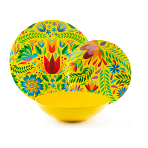 Service de table 18 pièces Excelsa – Mexican Flowers, Porcelaine Multicolore