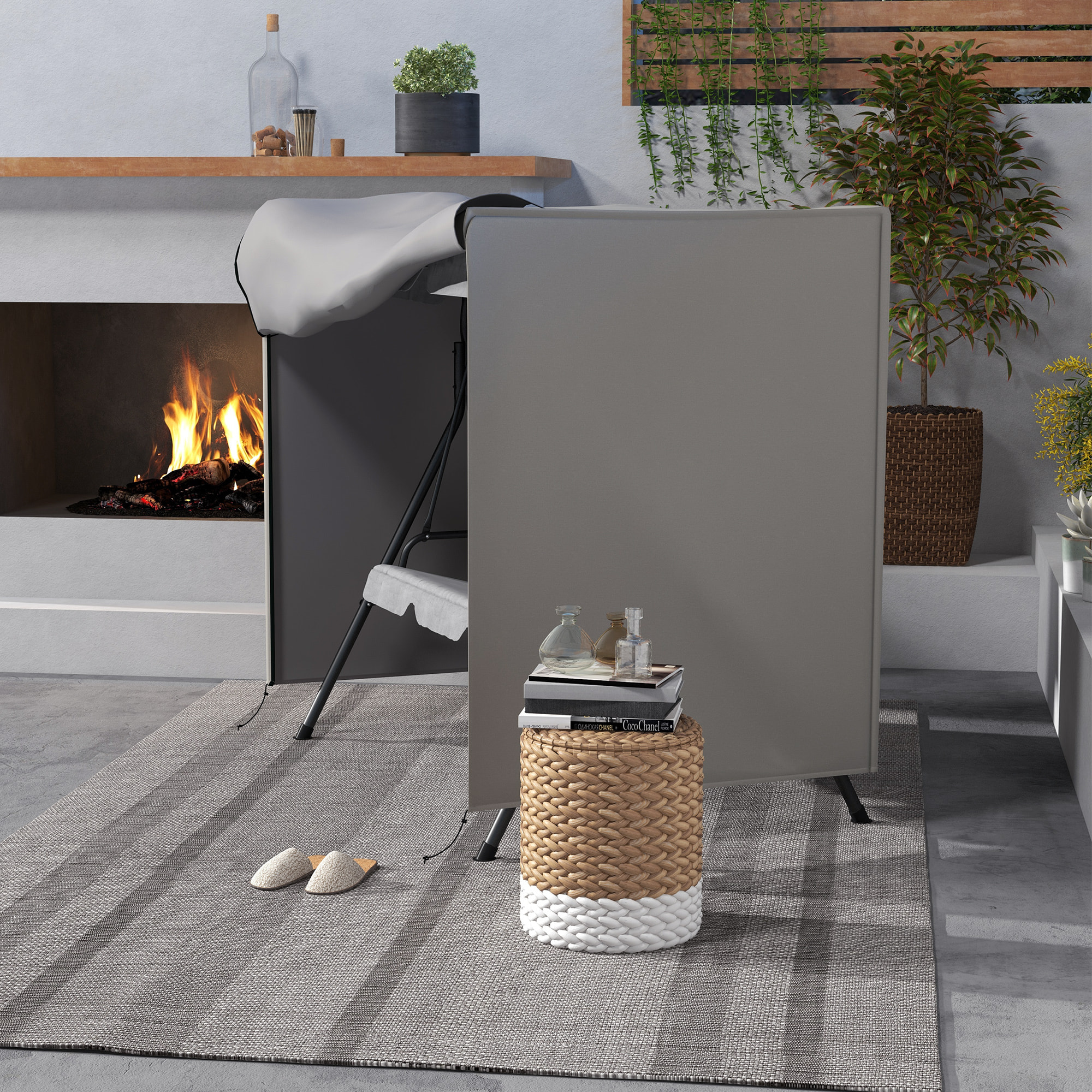 Funda Balancín Jardín Funda Columpio Jardín Exterior Cubierta de Columpio de Tela Oxford 600D con 2 Cremalleras Impermeable 177x114x152 cm Gris