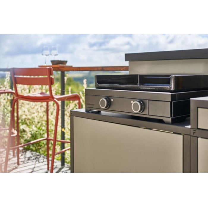 Plancha électrique FORGE ADOUR Modern E 60 A N noir 2 brûleurs à poser 65.5x39.5 cm