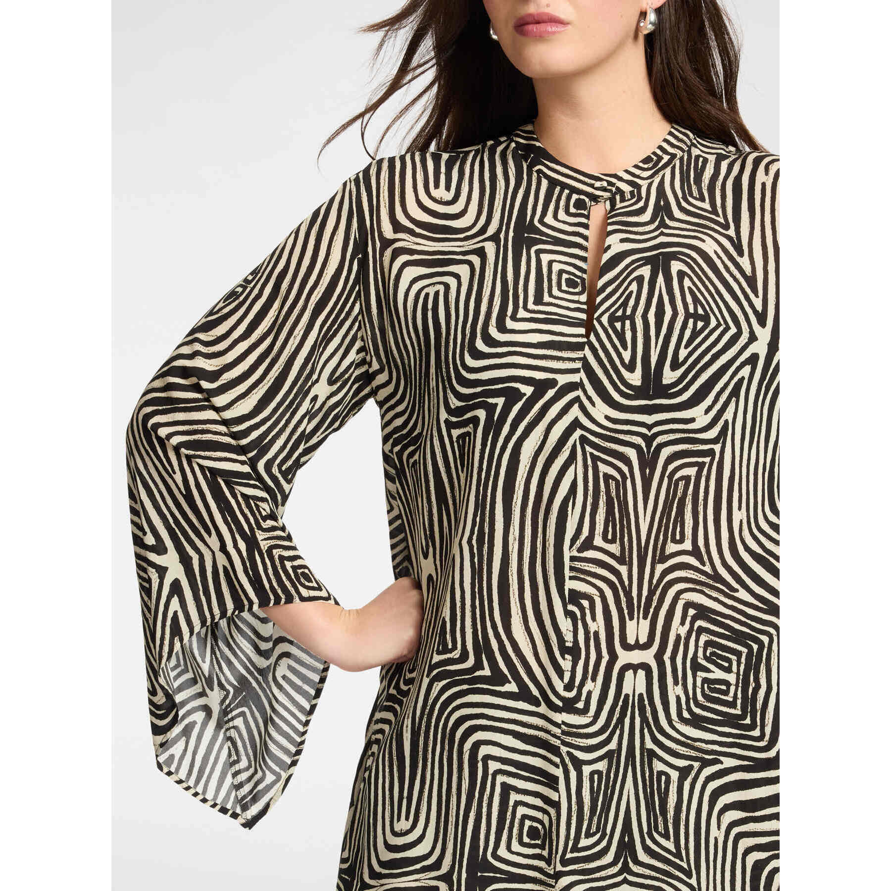 Elena Mirò - Blusa larga estampada en viscosa - Negro