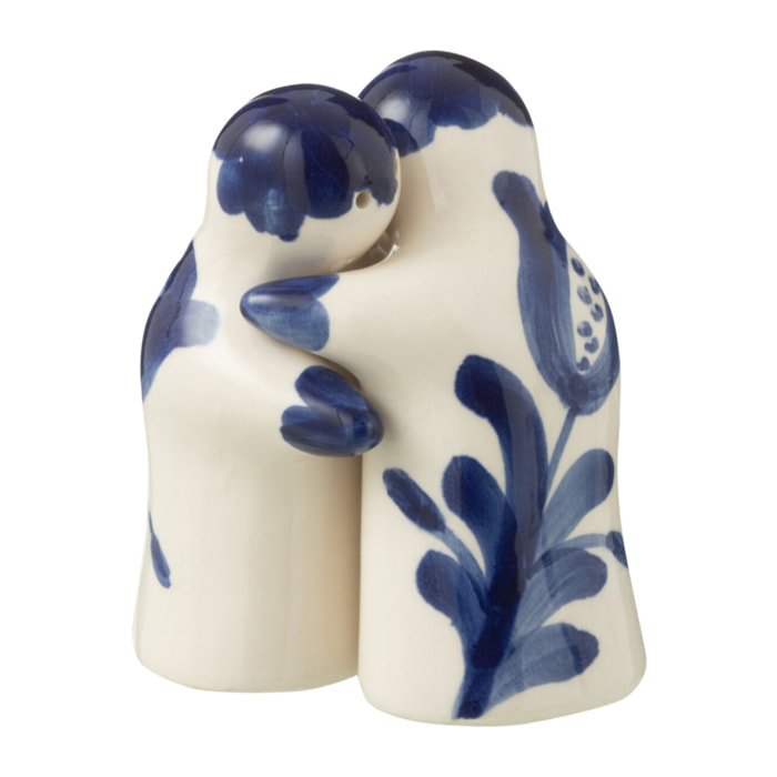 J-Line salière + poivrière Granada - céramique - blanc/bleu