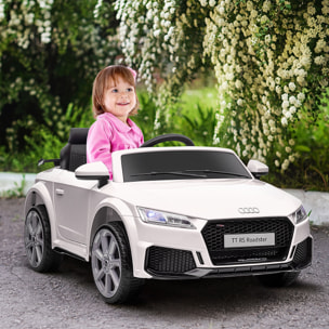 Audi TT Eléctrico Infantil Coche Juguete Niño 3 Años+ con Mando a Distancia con Música y Luces Modos de Aprendizaje Batería 12V Doble Apertura de Puerta 102x60x44 cmBlanco