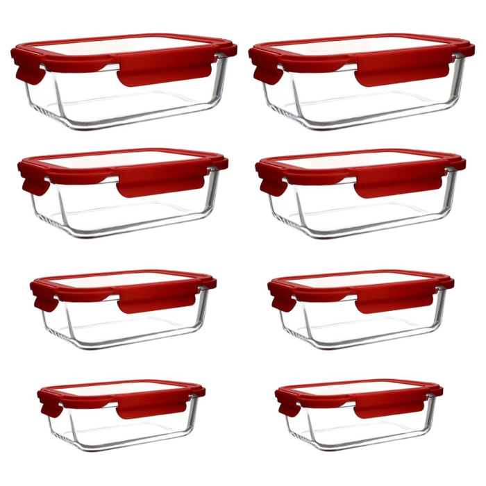 Lot de 8 boîtes hermétiques rectangle en verre CRISTAL