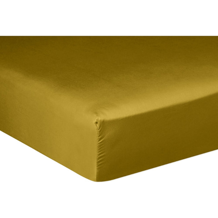 Drap Housse - Bonnet:30cm 100% Satin De Coton lavé 105 Fils Bronze