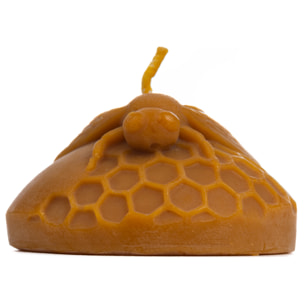 Vela de miel, de cera de abeja natural, diseño de abeja en colmena. 10 Horas de duración.