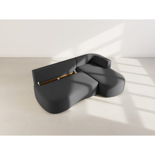 Mahina - canapé d'angle droit 4 places convertible avec coffre en velours côtelé - Noir