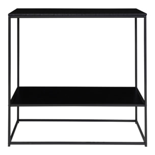 Consolle Vita a 2 ripiani in nero con struttura in acciaio, 80×36×80 cm