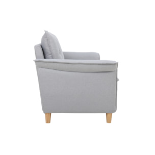 Canapé scandinave 2 places en tissu gris clair et bois clair CLIFF