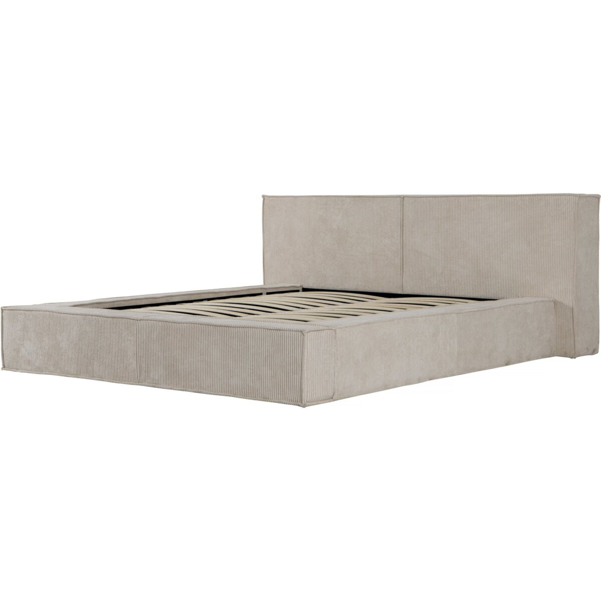 Lit coffre en velours côtelé "Courchevel" - 160 x 200 cm - Beige