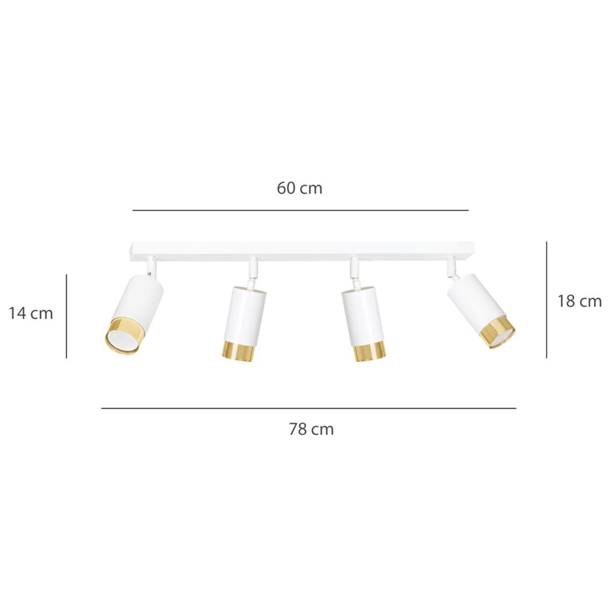 Faretto da soffitto Hiro in acciaio bianco e oro