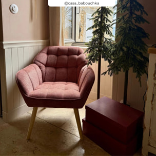 Fauteuil en tissu rouge ancien - Simba