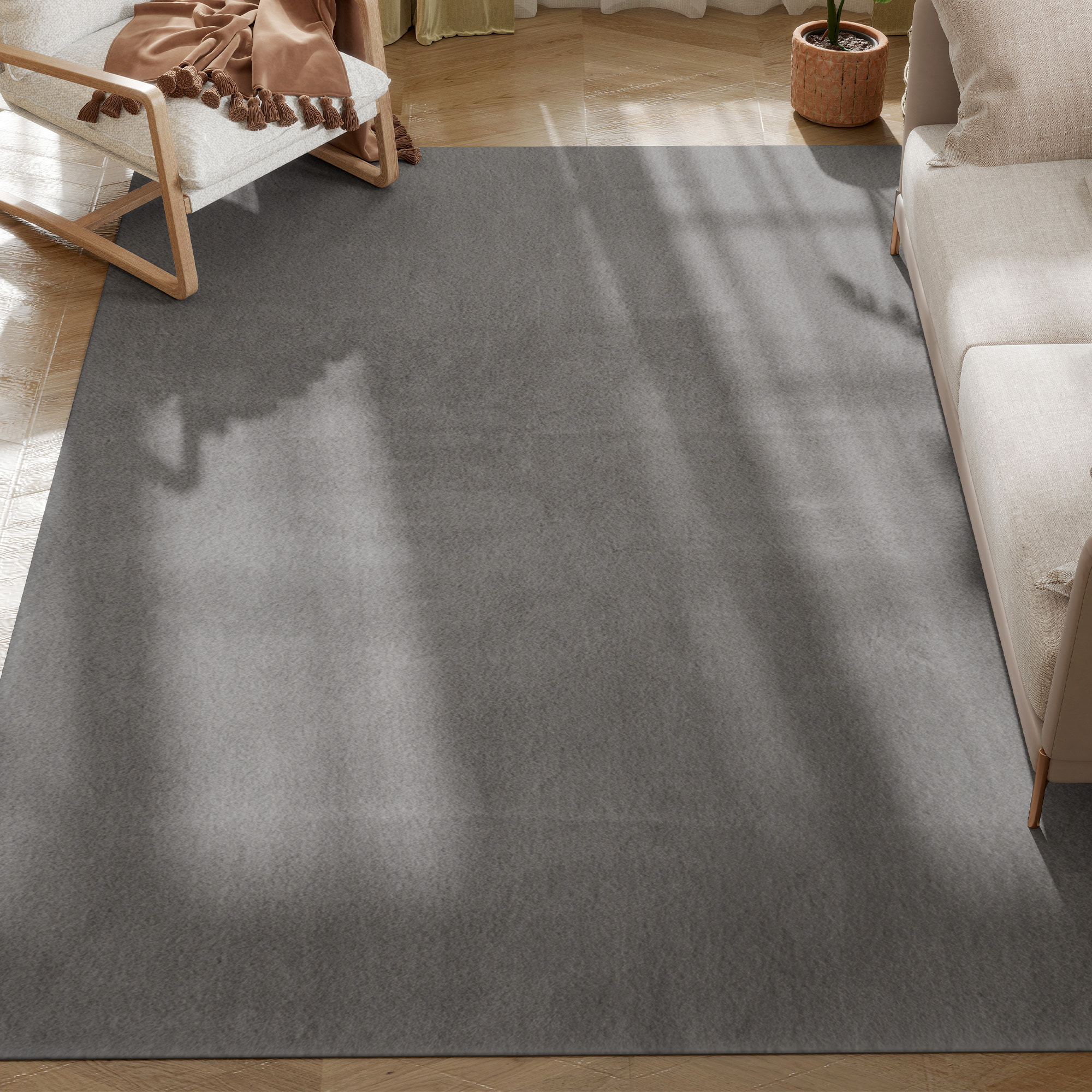 Alfombra Salón 160x230 cm Alfombra Lavable en Lavadora Pelo Largo Suave Estilo Moderno Tapete para Sala de Estar Dormitorio Comedor Gris Claro
