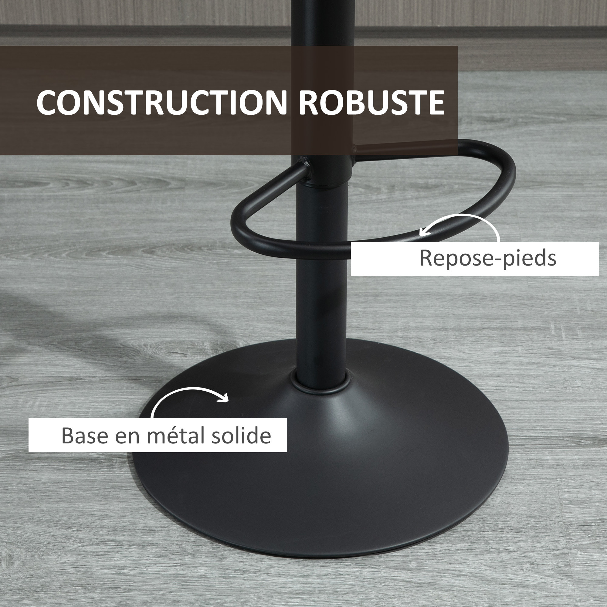 Lot de 2 tabourets de bar – Style vintage – Réglables et pivotants