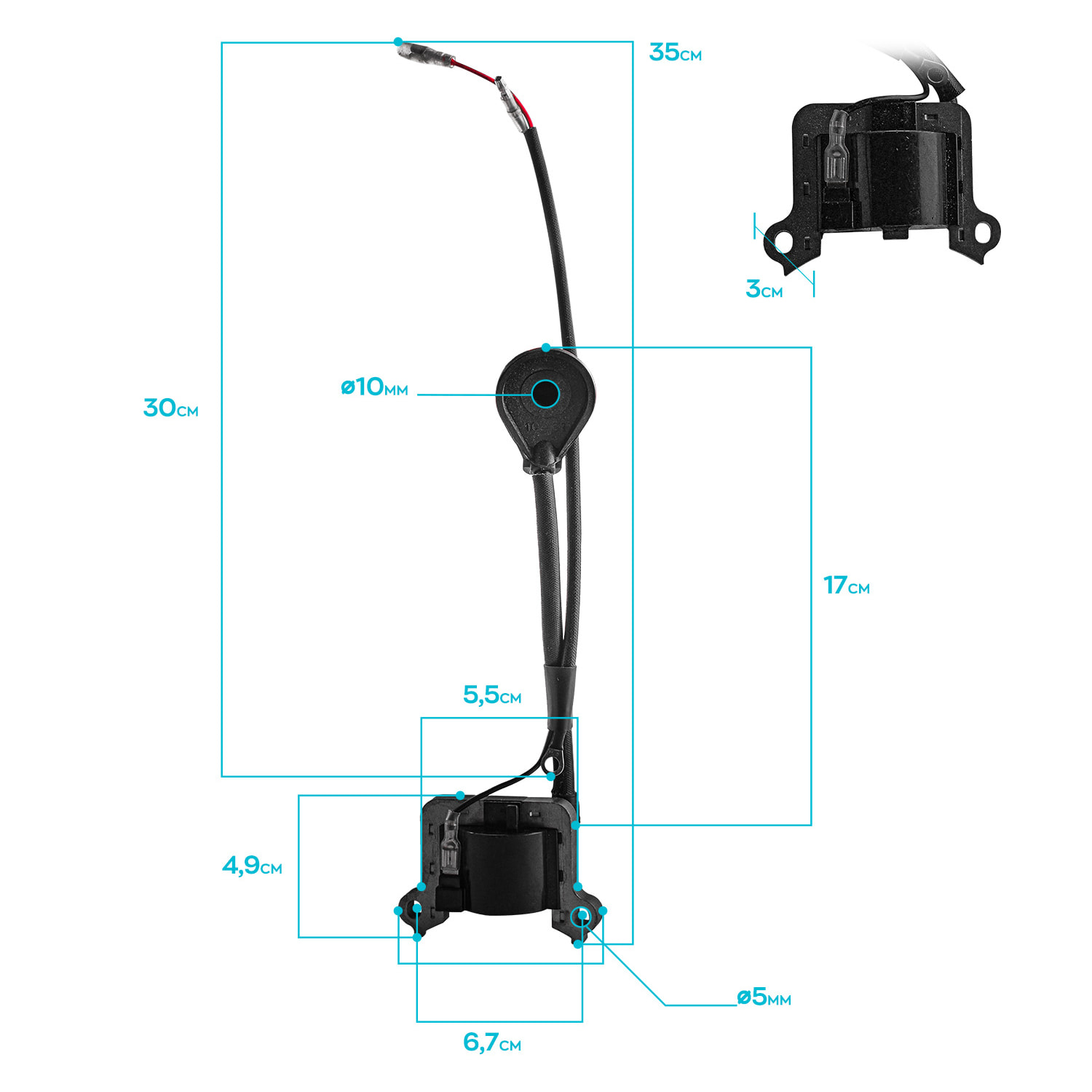 Bobina accensione motozappa 52cc ricambio compatibile 2 tempi da 52cc