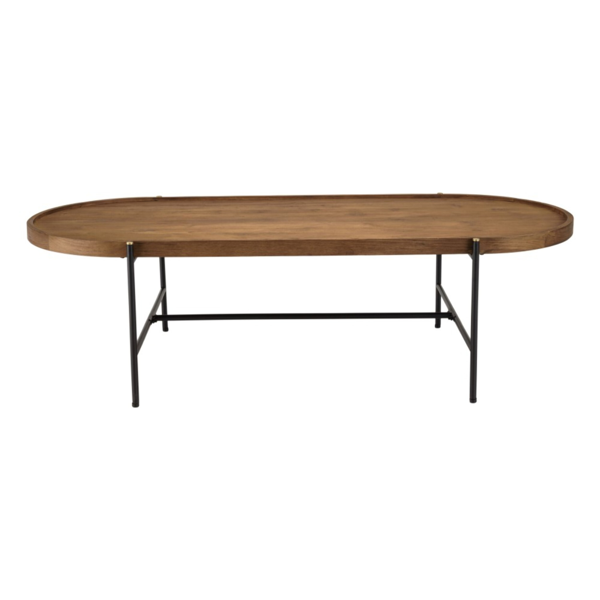 SIXTINE - Table basse ovale 140x63cm plateau en bois de teck recyclé